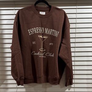 Espresso Martini Crewneck Sweatshirt - Brown with Cream Graphic